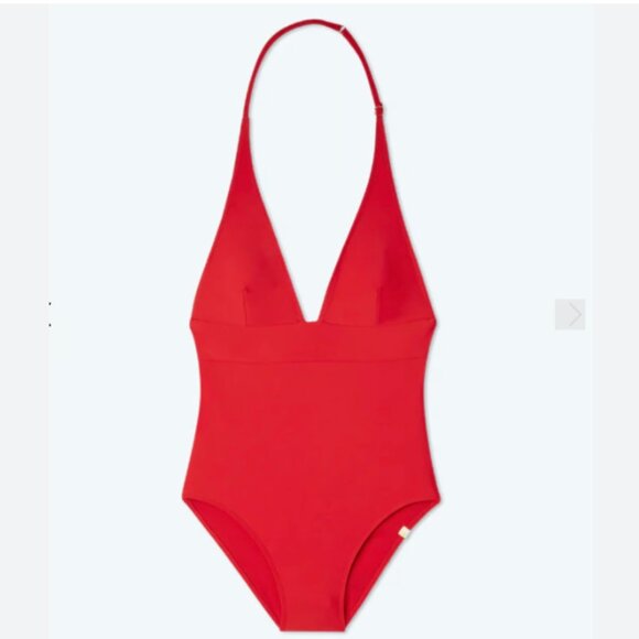 Summersalt the Halter Plunge One Piece in Lava Red Size 2 - Picture 3 of 3